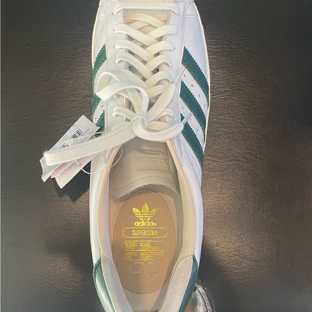 Adidas Superstar 80s Recon US 12, Crystal White/Collegiate Green. Leather NIB - Picture 5 of 7